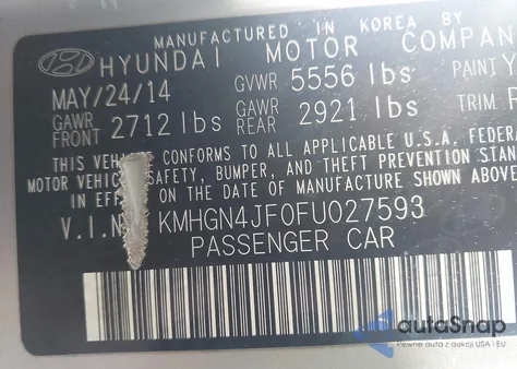 2015 Hyundai Genesis 5.0 из США, поврежденный, VIN KMHGN4JF0FU027593